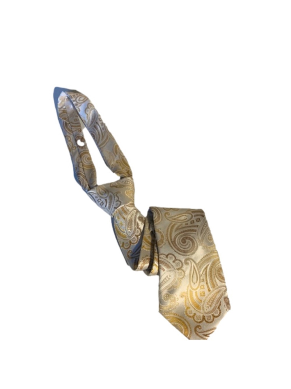 Sean John beige and gold paisley silk tie